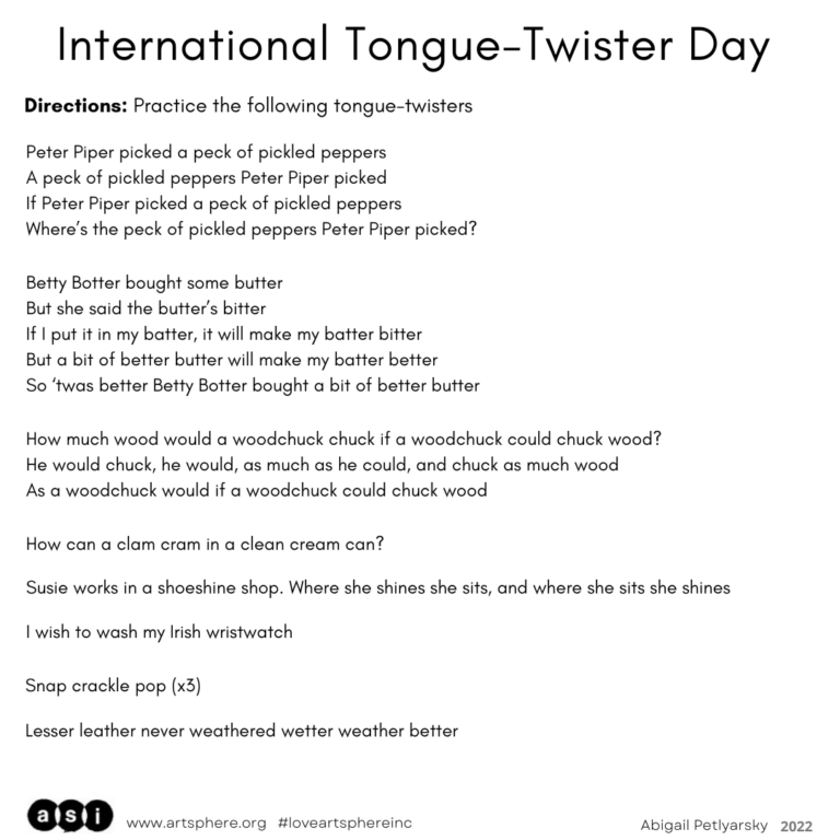 International Tongue Twister Day