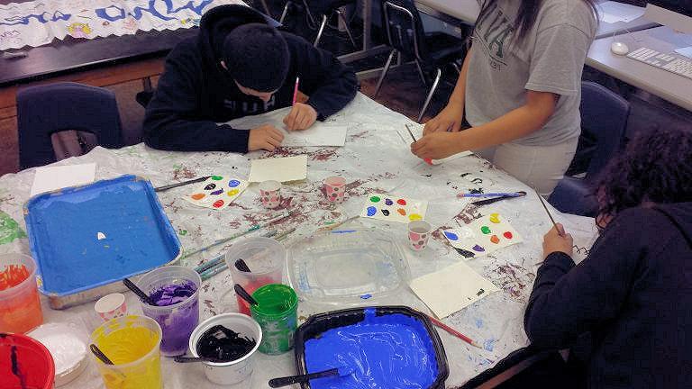 students exploring color